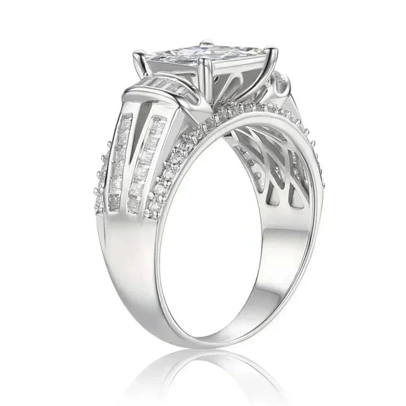 ▶Gorgeous Square CZ Princess Cut Trendy Engagement/Wedding Ring, K989 - Picture 1 of 6